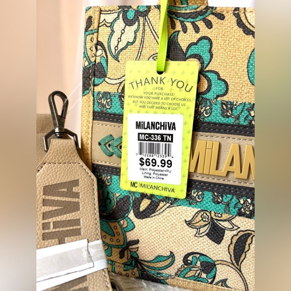 Floral Tote Bag - Cream and Green - Picture 3 of 10